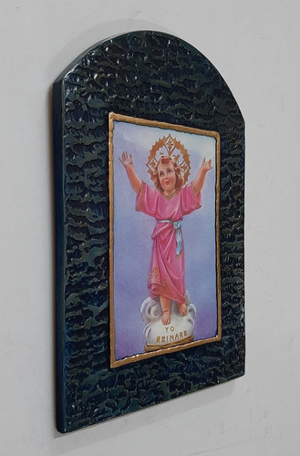 Cuadro Divino Niño Jesús - De Madera - Estucado 17 X 24 Cm