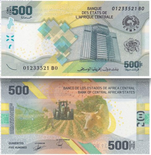 Billete De Los Estados Del África Central 500 Francos, 2020 