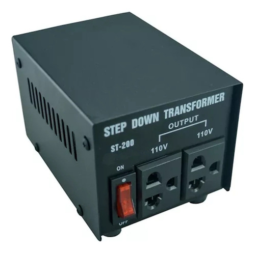 Transformador 220 - 110v 200w 2 Tomacorriente - Asistech Inf