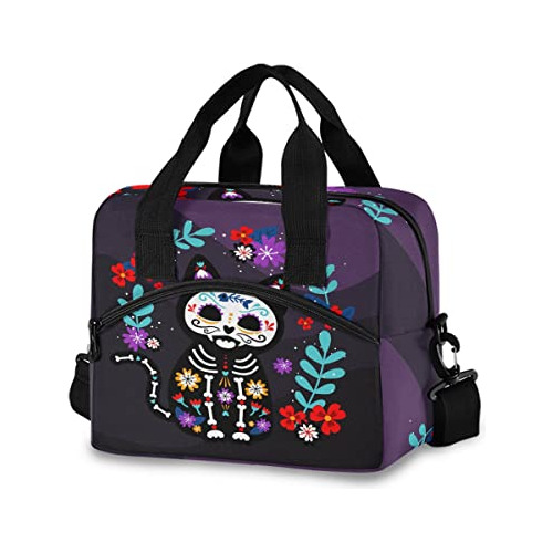 Glaphy Cat Sugar Skull Almuerzo Bolsa, Almuerzo T5bte