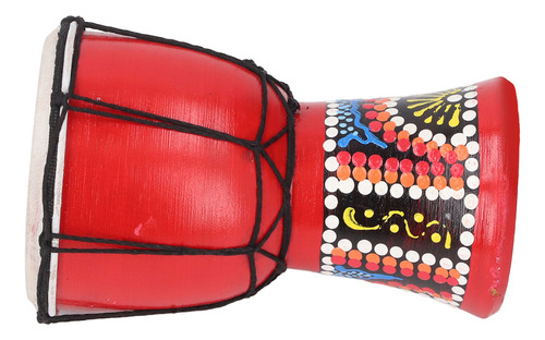 Tambor Africano De 4 Pulgadas, Color Rojo, Estampado Clásico