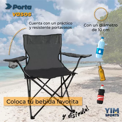 Silla Plegable Playa Camping Incluye Funda Y Portavaso Azul