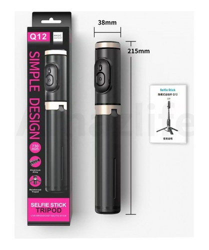 Trípode Selfie Stick Q12 Con Control Bt Y 73 Centímetros