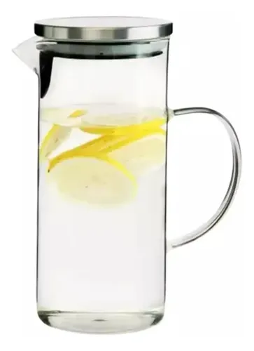 Jarra Vidro Borossilicato 1.4L Tampa Inox Resistente Cor Transparente