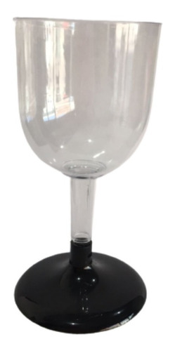 Imagen 2 de 10 de Copa Plástica Vino Con Pie Negro X 10 150 Ml Cristal