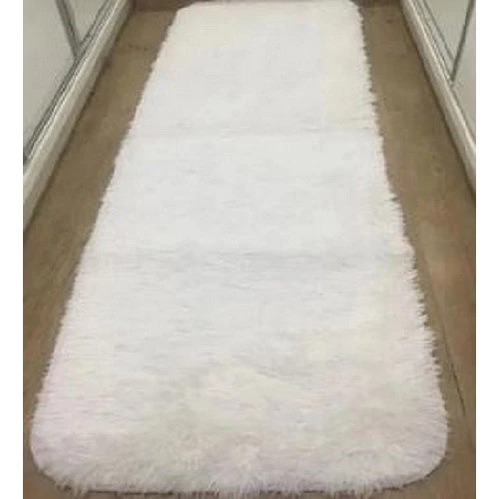 Tapete Shaggy Peludinho Passadeira Felpuda 2,00 X 0,55 M Comprimento 200 Cm Cor Branco Desenho Do Tecido Liso Largura 55 Cm