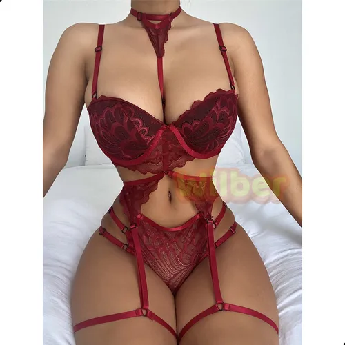 Lenceria Para Mujer Conjuntos Con Encaje Con Cuello Halter