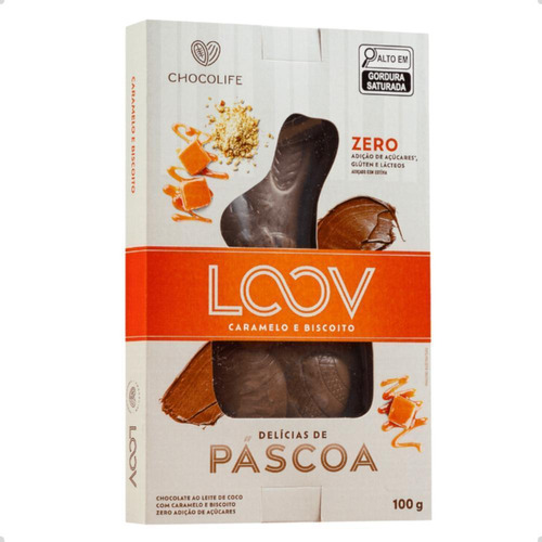 Barra de chocolate loov coelho 100g chocolife sabor:caramelo Chocolife  avelã barra