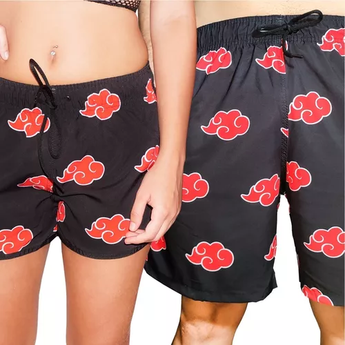 Kit Short Casal Naruto Akatsuki Nuvens Combinando Conjunto