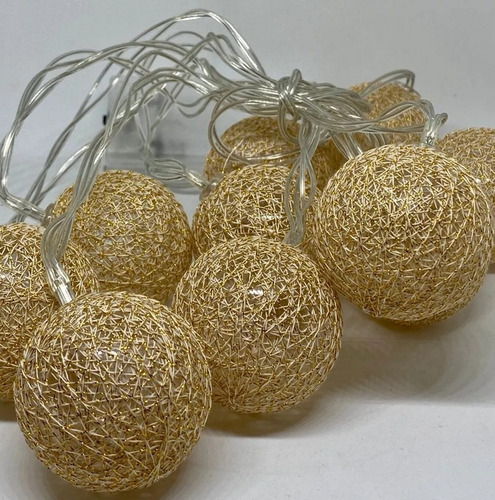 Imagen 9 de 10 de 10 Bolas Hilo Blanca Guirnalda Tira Led Calida A Pila Oferta
