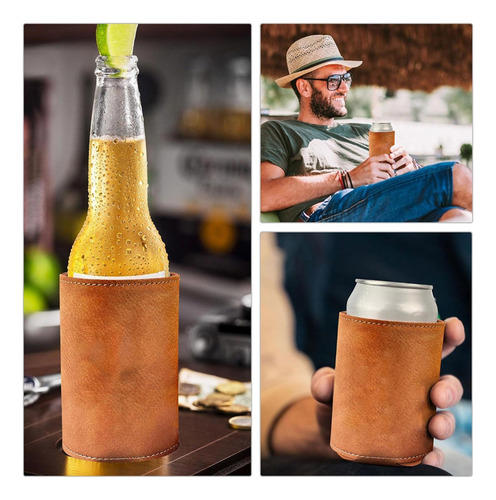 Capa De Garrafa De Cerveja Em Lata Para Bebidas Em Couro, La