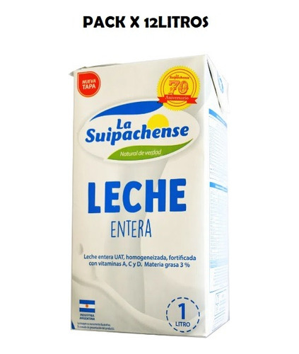 -suipachense Leche Larga Vida Entera X 12l - Mataderos