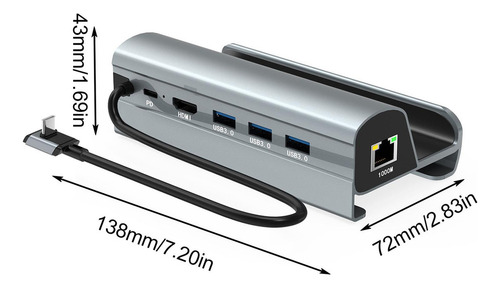 F Hub Usb 3.0 Multipuerto De 60 W Para Steam Deck