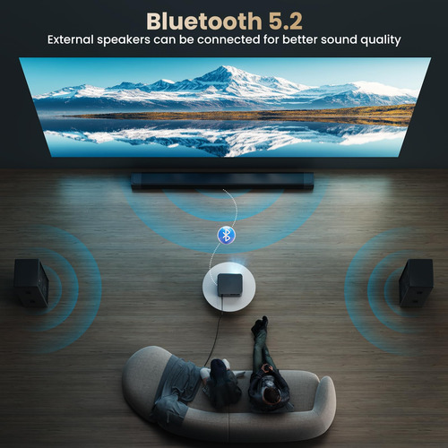 Proyector De Cine En Casa 4k Con Wifi Y Bluetooth 5.2 Negro