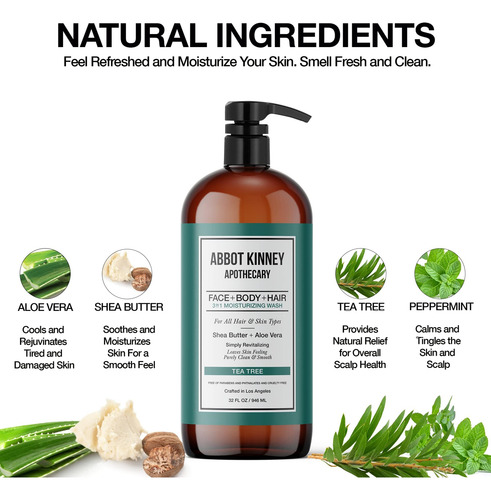 Abbot Kinney Apothecary Masculino Lavagem 3 Em 1, Shampoo Hi