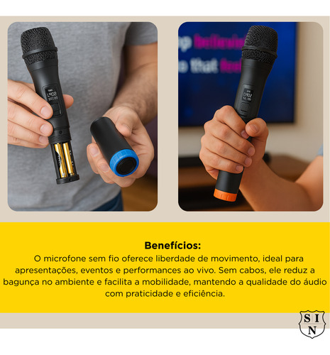 Microfones Duplo Sem Fio Smart Profissional Dinâmico Karaoke