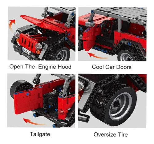 Block Jeep Recargable Auto Armable 448 Piezas