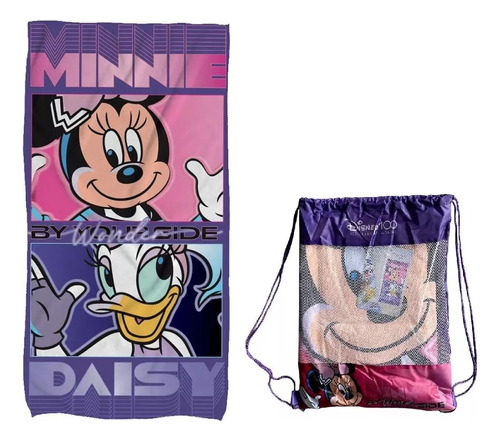 Toalla Minnie Y Daisy Algodon Con Bolso 140x70 Cm Disney 100