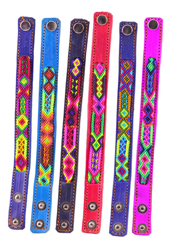 8 Pulseras De Cuero Artesanal Unisex Color Variados Diámetro 6 Cm Largo 20 Cm