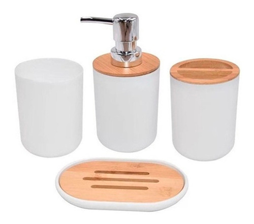 Kit De Baño Jabonera Portacepillo Dispenser Vaso Plastico