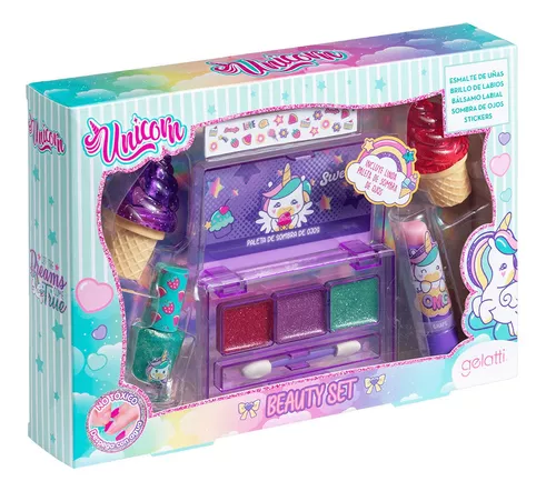 Set Pinturas De Uñas Y Maquillaje De Unicornio Para Niñas.