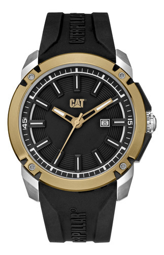 Reloj Caterpillar Hombre Elite Sumergible 100m Ah.181.21.128 Color de la malla Negro Color del bisel Dorado Color del fondo Negro