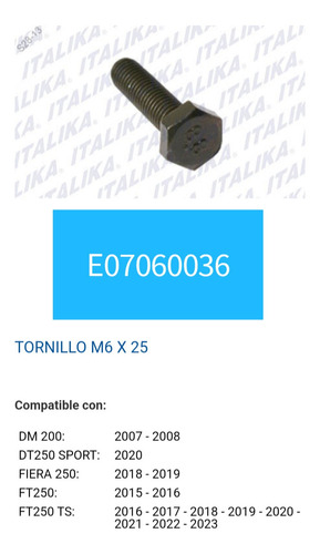 Tornillo M6 X 25 De La Estrella De Cambios De Dm200, Dt250 S