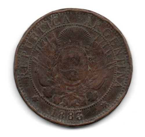 Argentina Moneda 2 Centavos Patacon Año 1883 Cj#25