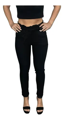 Pantalon de bengalina negro con lazo sales