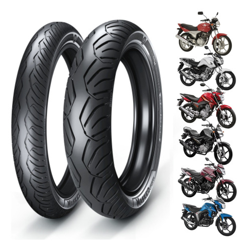 Par Pneu 90/90-18 E 80/100-18 Titan/ybr/yes S/ Câmara