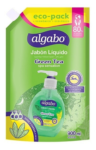 5 Jabon Liquido Algabo Green Tea Repuesto X 900 Ml ( Mayor )