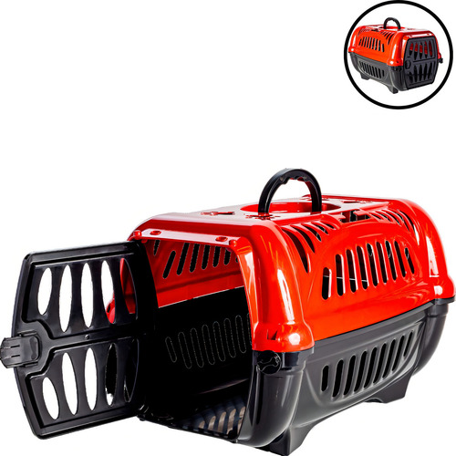 Caixa De Transporte Passeio Pequena N.1 Gato Cachorro Cor Vermelho