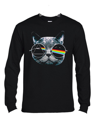 Polera Ml Pink Floyd Cat Prisma Gato Black Rock Abominatron