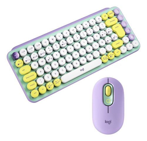 Kit Teclado Y Mouse Logitech Pop Inalámbrico + Pop Mecánico Color Del Teclado Violeta