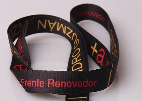 Imagen 3 de 7 de Cintas Negras Logo Impresas Full Print Argolla Sin Fin 500u