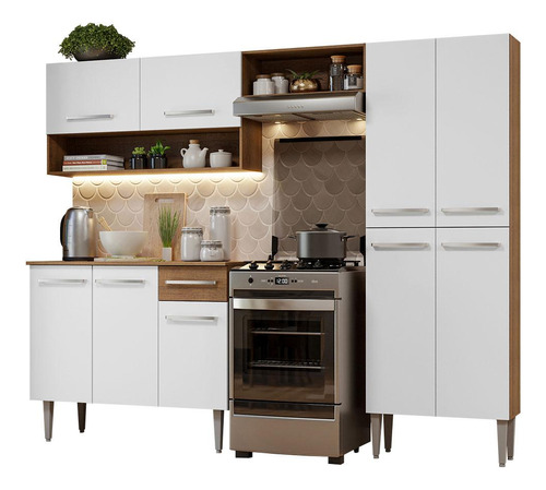 Armario De Cocina Compacta 229cm Emilly Pop Madesa 02 Color Blanco/Marrón