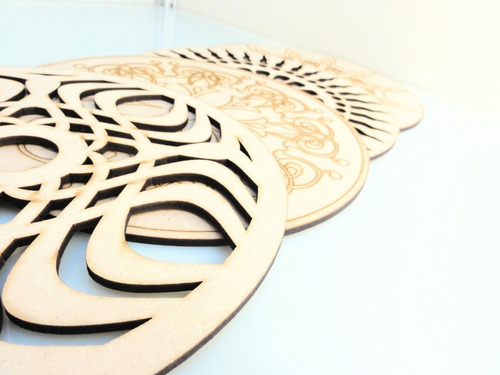Imagen 2 de 4 de Mandalas Kit X 4 - 20cm - Mdf / Fibrofacil