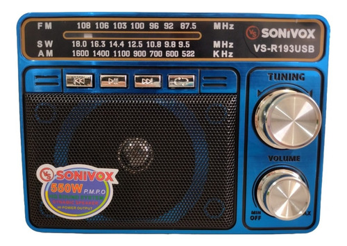 Radio Am Fm Sw Parlante 3 Bandas Usb Sd Recargable Portatil