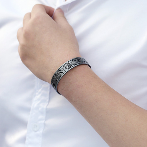 Imagen 4 de 10 de Pulsera Magnetica Hombre Energia Terapia Imanes Acero Plata