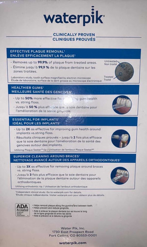 Imagen 4 de 4 de Waterpik Water Flosser Irrigador Dental. Odontólogia