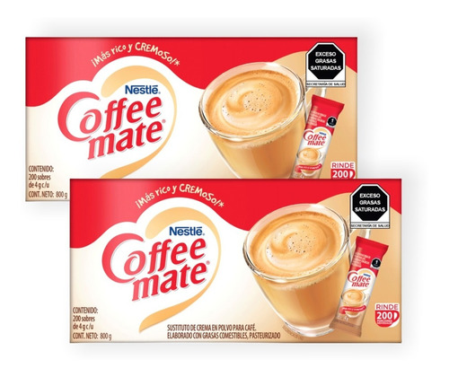 2 Pack Coffee Mate Original 400 Pz Sustituto De Crema Nestlé