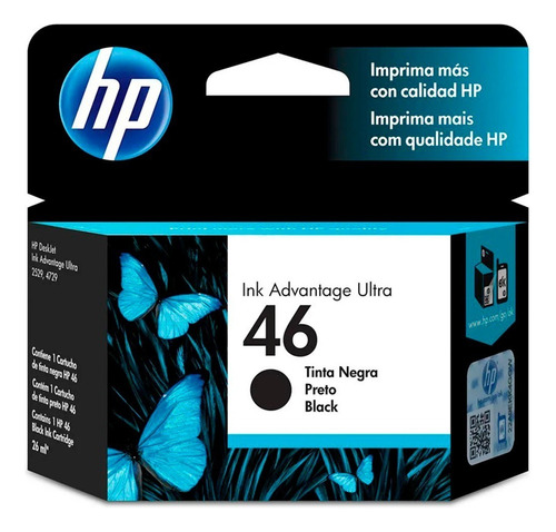 Cartridge Tinta hp 46 Negro 1500 Pag. 2529/4729 14ml Tinta