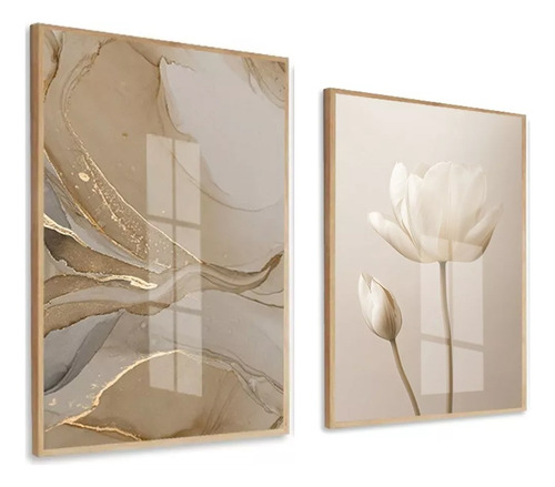 Quadros Decorativo Flor Abstrato Com Moldura 50x70 E 40x60