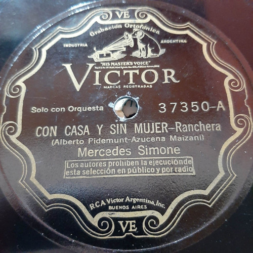 Pasta Mercedes Simone Solo Con Orquesta Victor C421