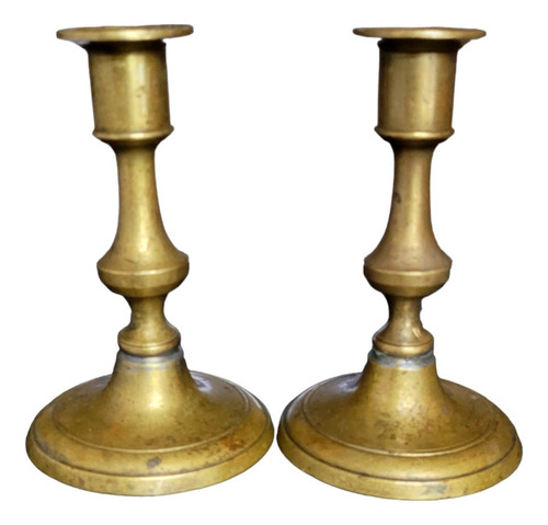 Antiguos Candelabros, Porta Velas De Bronce, Precio Por Par