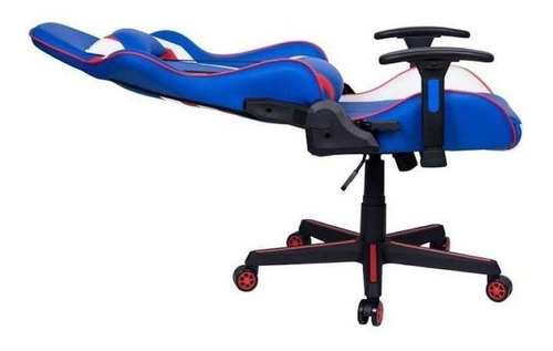 Cadeira de escritório Pelegrin 3010 jogador ergonômica azul, branca y vermelha