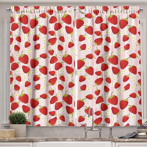 Cortinas Cocina Fresa Deliciosos Bocadillos Frutas Verano Y