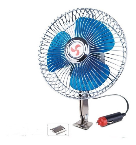 Ventilador Metalico 8 Pulgadas 12v Universal Plateado 220mm