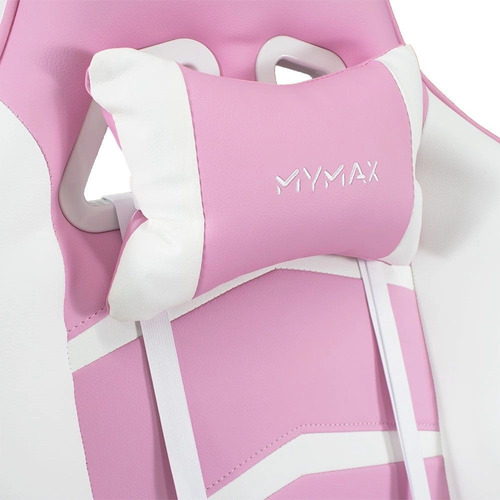 Imagem 4 de 6 de Cadeira Gamer Mx5 Giratoria Branco E Rosa Mymax Mx5/pk
