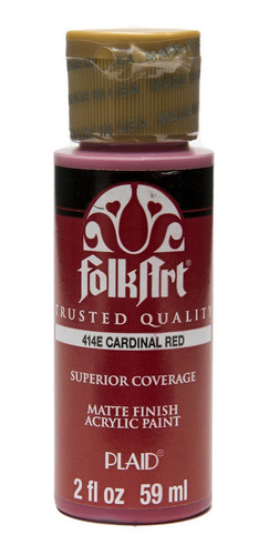 Pintura Acrilica Mate Folkart Usa 59ml Red Rojo Cardenal